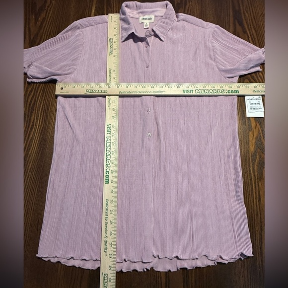 NWT Nordstrom Open Edit PLISSE button top purple women’s S oversized comfortable - Picture 13 of 16